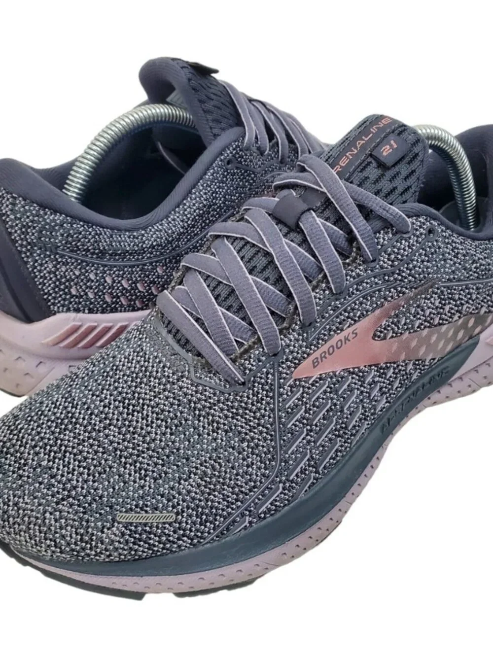 Brooks Womens Adrenaline 21 GTS Pink Gray Running Shoes Sneakers Sz 9.5 D